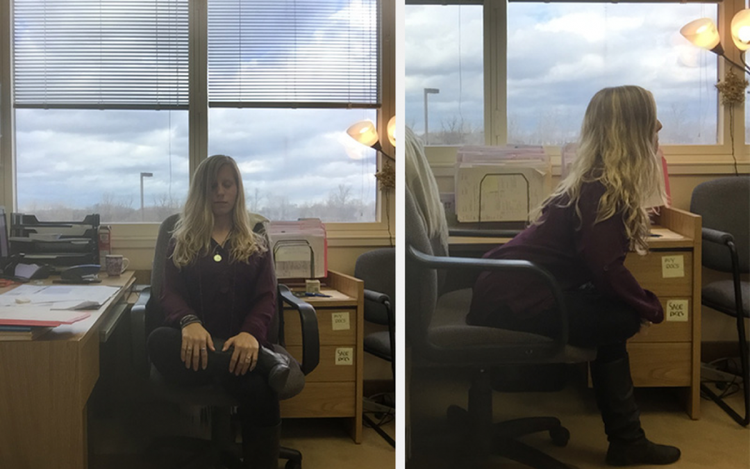 stretching hips in chair - relieve stress at the office